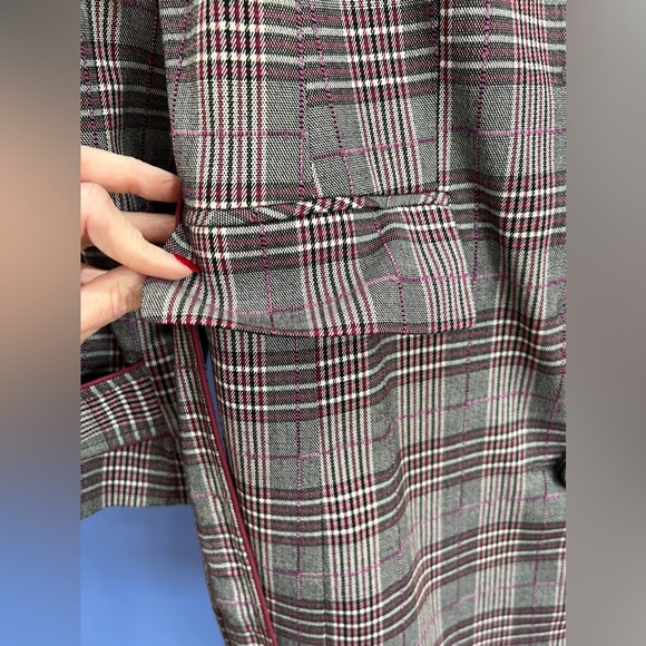 ANNE KLEIN A/LINE PLAID TRENCH COAT - Picture 6 of 9